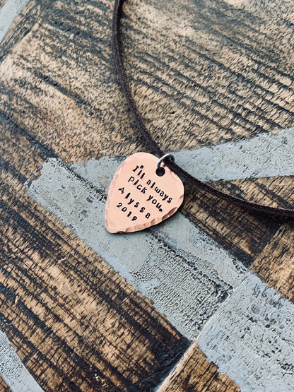 Ill always pick you Guitar Pick Necklace Birthday Gift For Guitarist Personalized Guitar Pick Gift For Guitar Player Personalized Jewelry