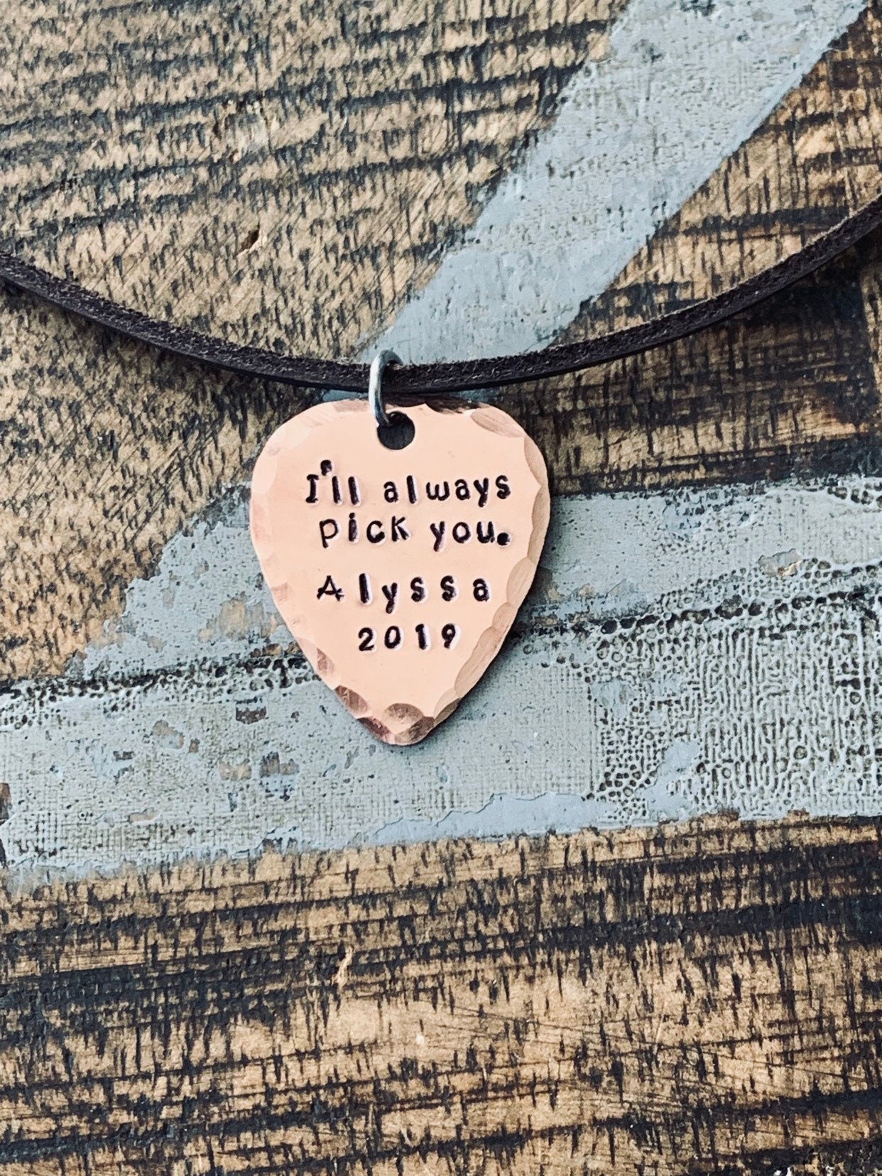 Ill always pick you Guitar Pick Necklace Birthday Gift For Guitarist Personalized Guitar Pick Gift For Guitar Player Personalized Jewelry