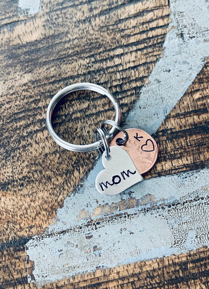 Mom Penny Keychain Personalized Keychain with Year and initials Mom Gift Nana Keychain Mimi Gift Custom Pennies Hand Stamped Penny Keychain