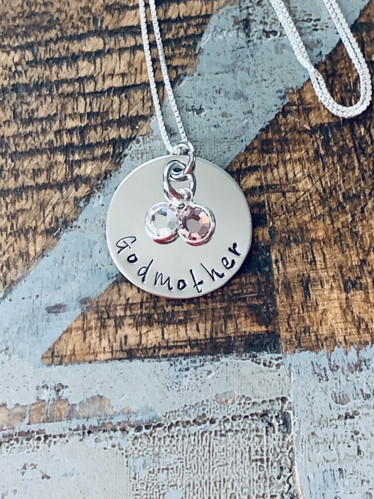 Godmother Handstamped Necklace Godmother Necklace Personalized Necklace Godmother Gift Gift for Godmother Birthstone Jewelry Christian Gift