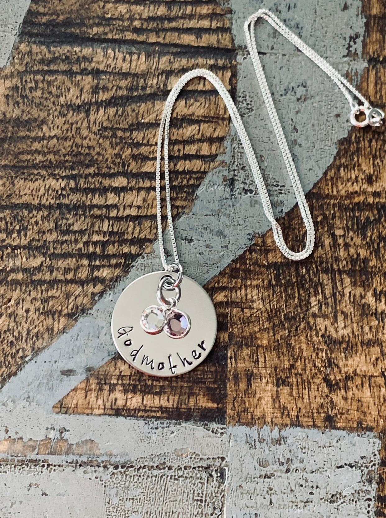 Godmother Handstamped Necklace Godmother Necklace Personalized Necklace Godmother Gift Gift for Godmother Birthstone Jewelry Christian Gift