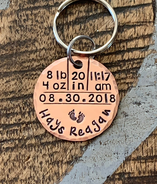 Baby Stats Keychain Baby Announcement Baby Statistics Keychain New Baby Gift for Dad Baby Gift for Mom Baby Weight Time Date Keepsake Baby