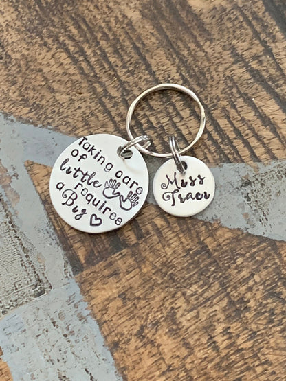 Preschool Keychain Gift for Teacher Teacher Appreciation big heart keychain End of Year Gift Teacher Gift taking care of little hands takes