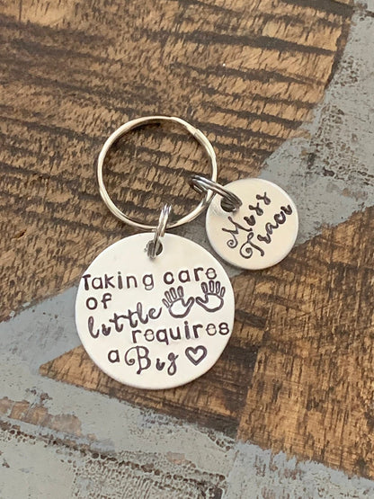 Preschool Keychain Gift for Teacher Teacher Appreciation big heart keychain End of Year Gift Teacher Gift taking care of little hands takes