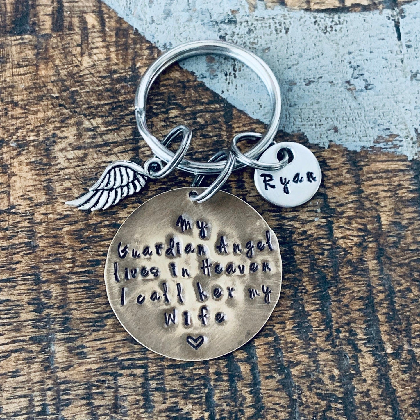 My Guardian Angel lives in Heaven Keychain