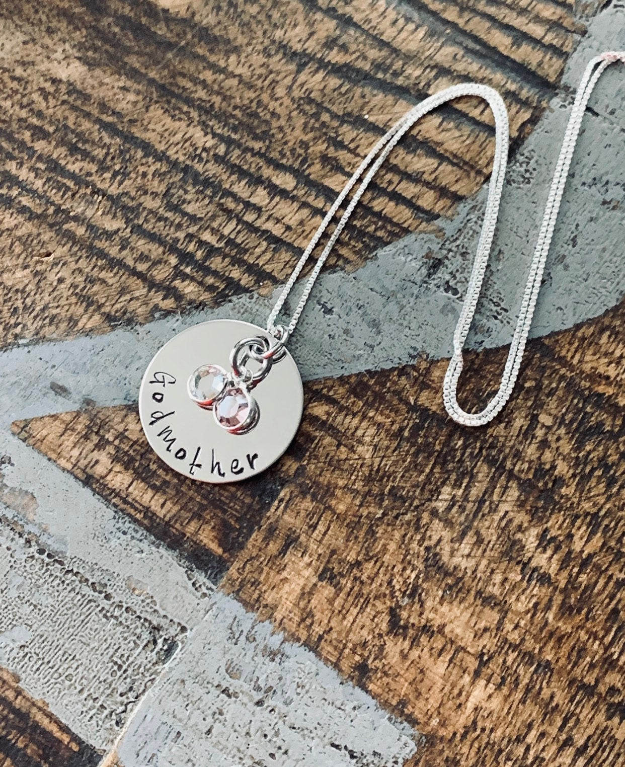 Godmother Handstamped Necklace Godmother Necklace Personalized Necklace Godmother Gift Gift for Godmother Birthstone Jewelry Christian Gift