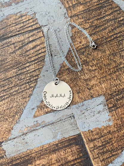 Nana Necklace Grandma Necklace Personalized Necklace Personalized Jewelry Handstamped Necklace Custom Necklace New Grandma Gift Name Jewelry