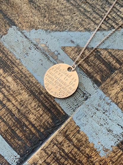 Rose Gold Necklace The Lord is Close to the Brokenhearted Psalm 34:18 Necklace Stamped Miscarriage Necklace Baby Memorial Necklace