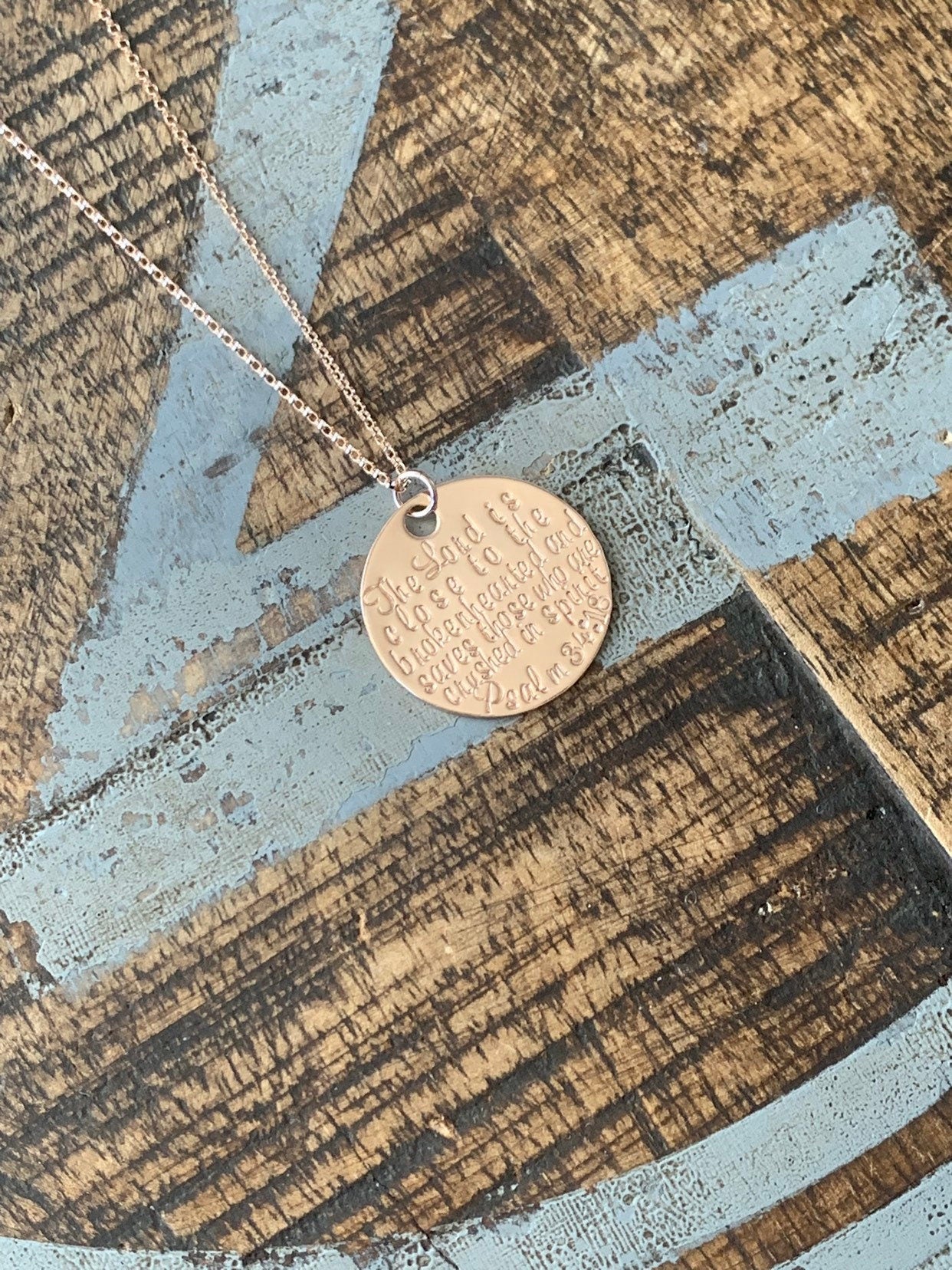Rose Gold Necklace The Lord is Close to the Brokenhearted Psalm 34:18 Necklace Stamped Miscarriage Necklace Baby Memorial Necklace