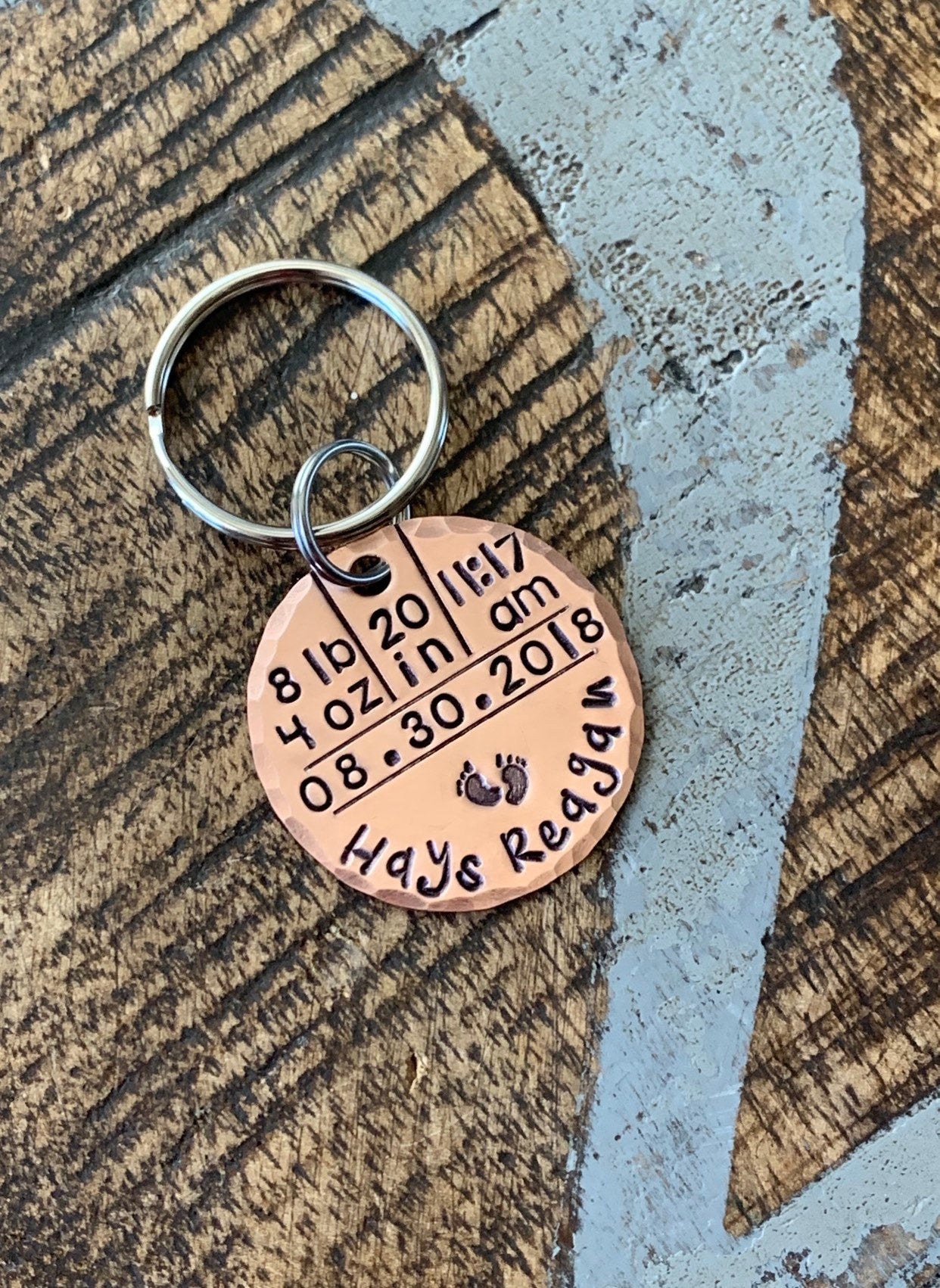 Baby Stats Keychain Baby Announcement Baby Statistics Keychain New Baby Gift for Dad Baby Gift for Mom Baby Weight Time Date Keepsake Baby