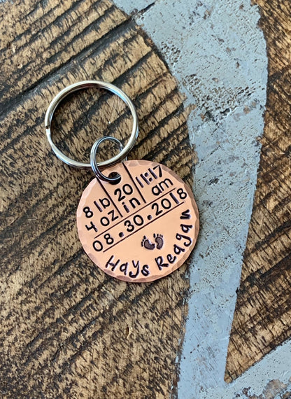 Baby Stats Keychain Baby Announcement Baby Statistics Keychain New Baby Gift for Dad Baby Gift for Mom Baby Weight Time Date Keepsake Baby