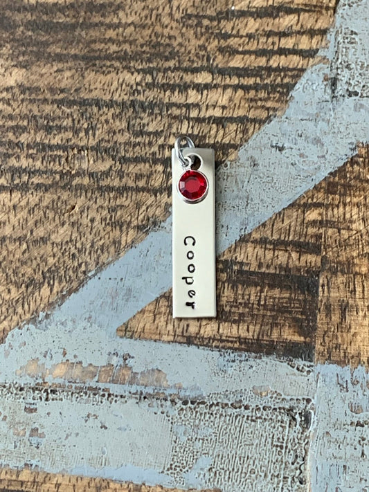 Stamped rectangle Add On Additional Charm rectangle Disc Addon Disc with Name Disc with Birthstone Name Charm Birthstone Disc