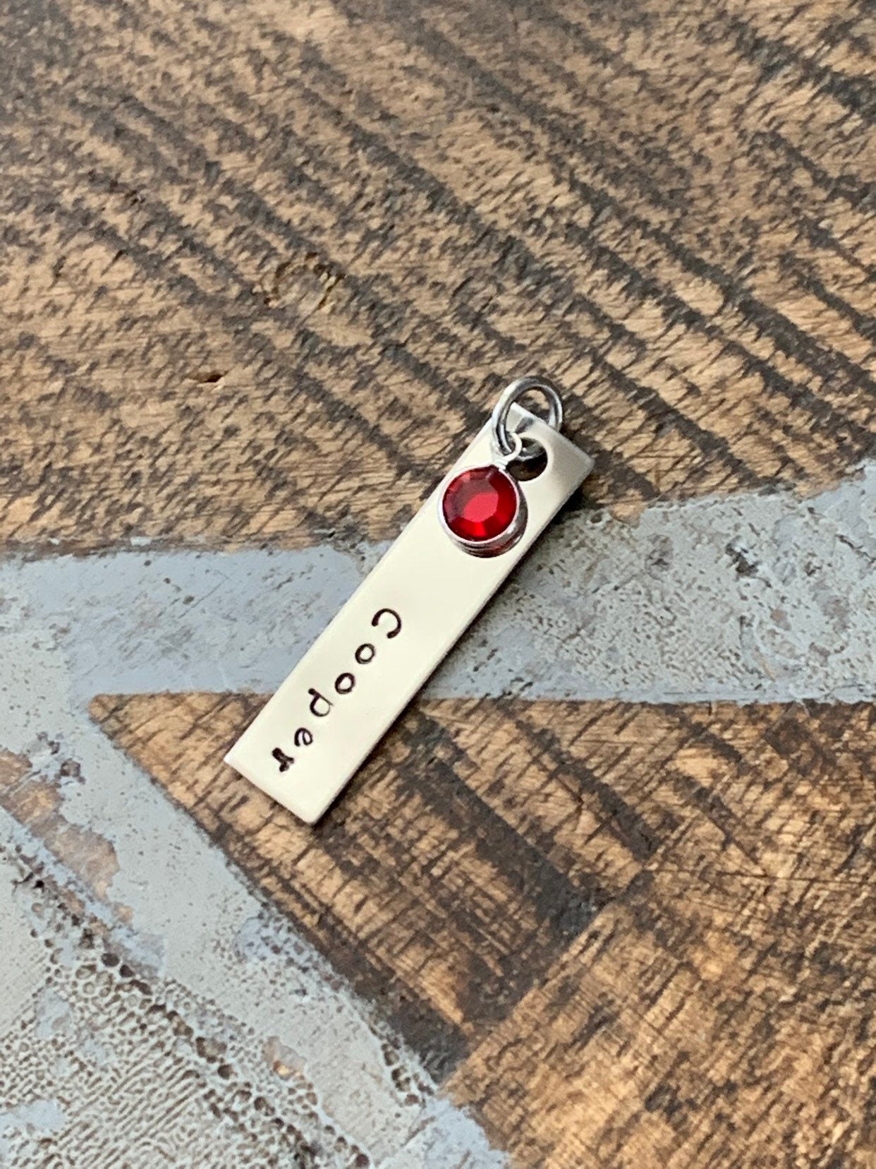 Stamped rectangle Add On Additional Charm rectangle Disc Addon Disc with Name Disc with Birthstone Name Charm Birthstone Disc