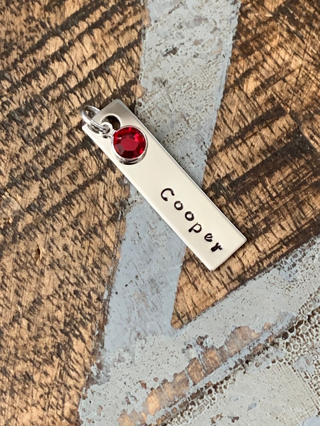 Stamped rectangle Add On Additional Charm rectangle Disc Addon Disc with Name Disc with Birthstone Name Charm Birthstone Disc