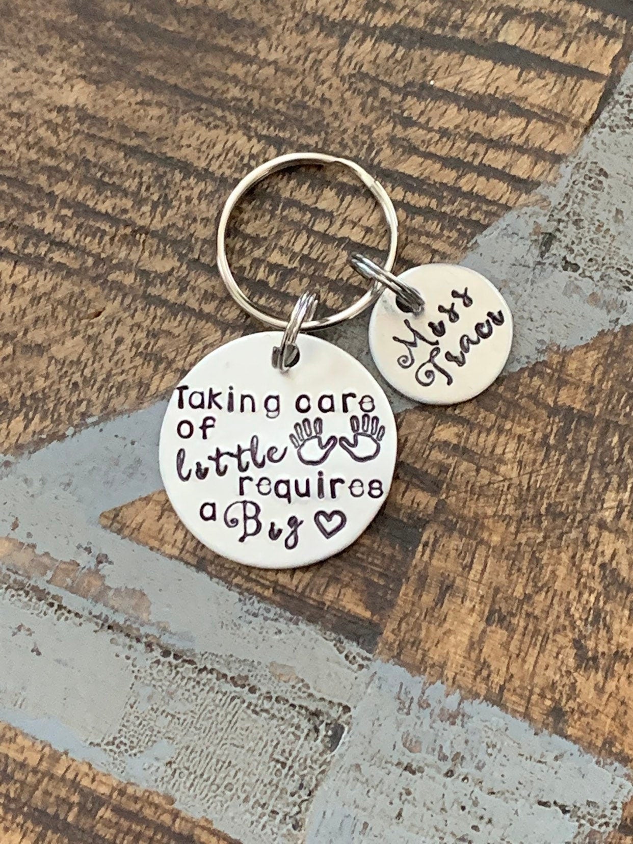 Preschool Keychain Gift for Teacher Teacher Appreciation big heart keychain End of Year Gift Teacher Gift taking care of little hands takes