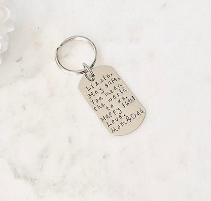 Quote Keychain Special Message Keychain Handstamped Keychain Personalized Keychain Custom Keychain Silver Keychain Gift Keychain