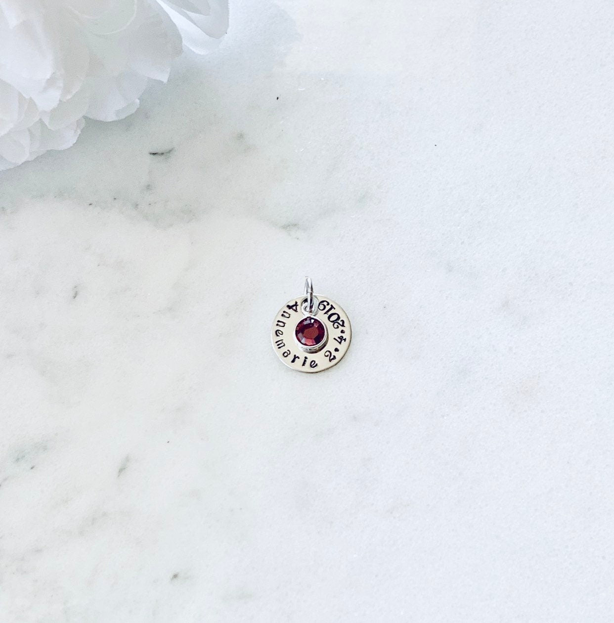 Stamped Disc Add On Additional Charm Round Disc Addon Disc with Name Disc with Birthstone Additional Disc Birthstone Disc Circle Tag