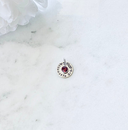 Stamped Disc Add On Additional Charm Round Disc Addon Disc with Name Disc with Birthstone Additional Disc Birthstone Disc Circle Tag
