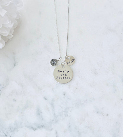 Compass necklace grad gift graduation gift travel necklace wanderlust enjoy the journey promotion new job grad school inspirational gift