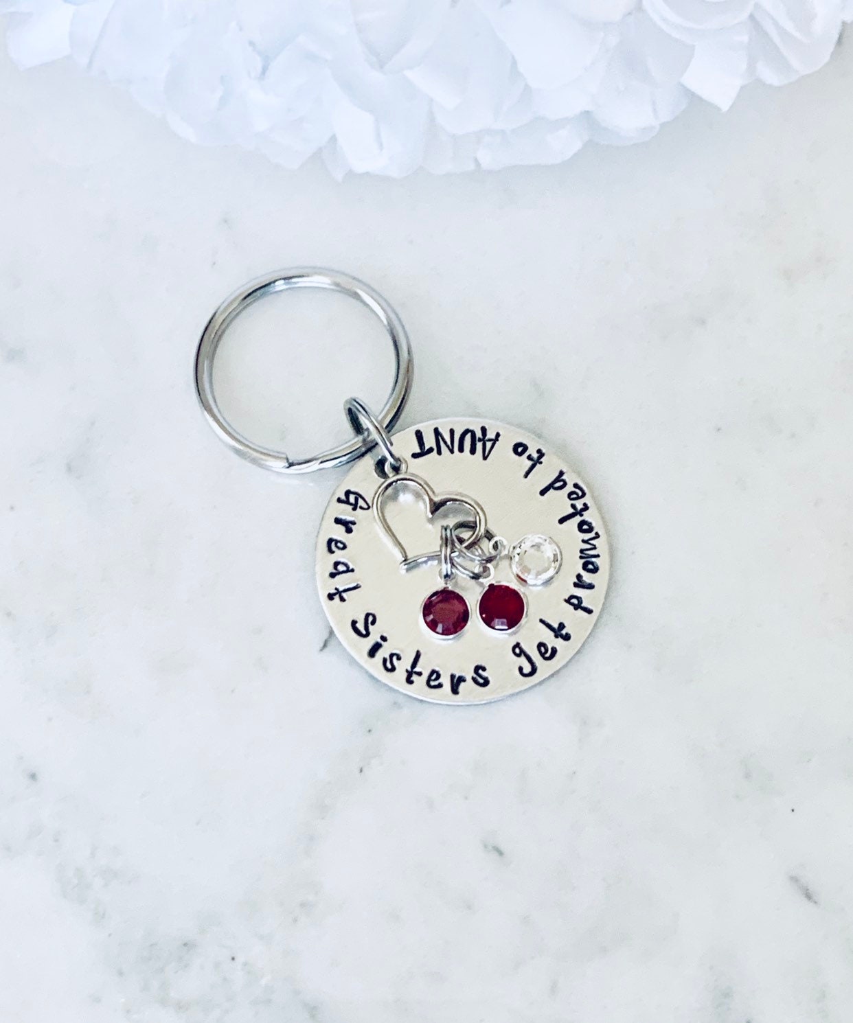 Aunt Keychain Gift for Sister Sister Gift Handstamped Keychain Personalized Keychain Custom Keychain Great Sisters get Promoted to Aunt