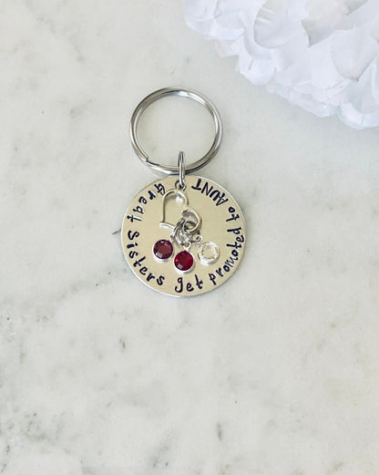 Aunt Keychain Gift for Sister Sister Gift Handstamped Keychain Personalized Keychain Custom Keychain Great Sisters get Promoted to Aunt