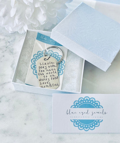 Quote Keychain Special Message Keychain Handstamped Keychain Personalized Keychain Custom Keychain Silver Keychain Gift Keychain