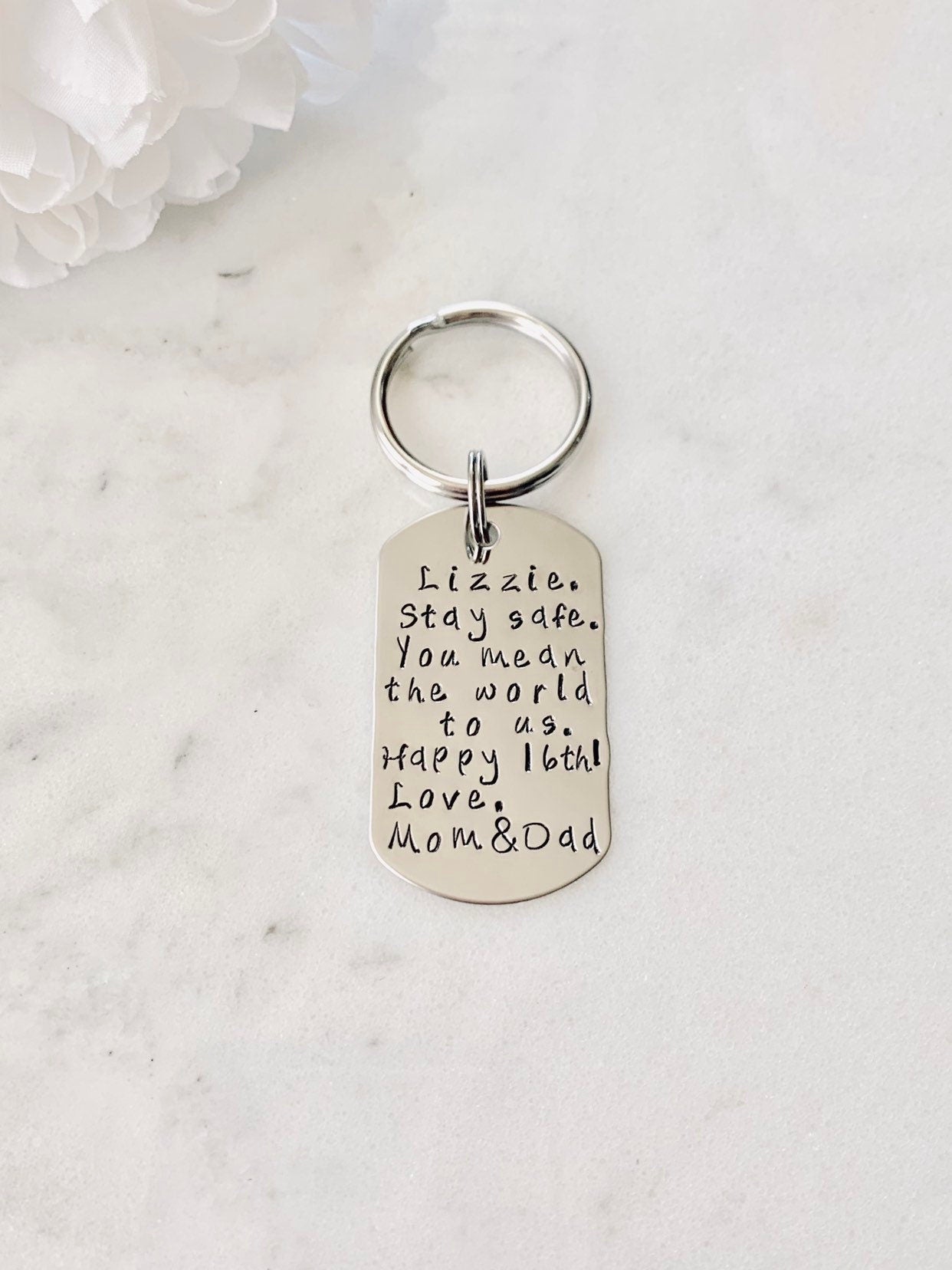 Quote Keychain Special Message Keychain Handstamped Keychain Personalized Keychain Custom Keychain Silver Keychain Gift Keychain