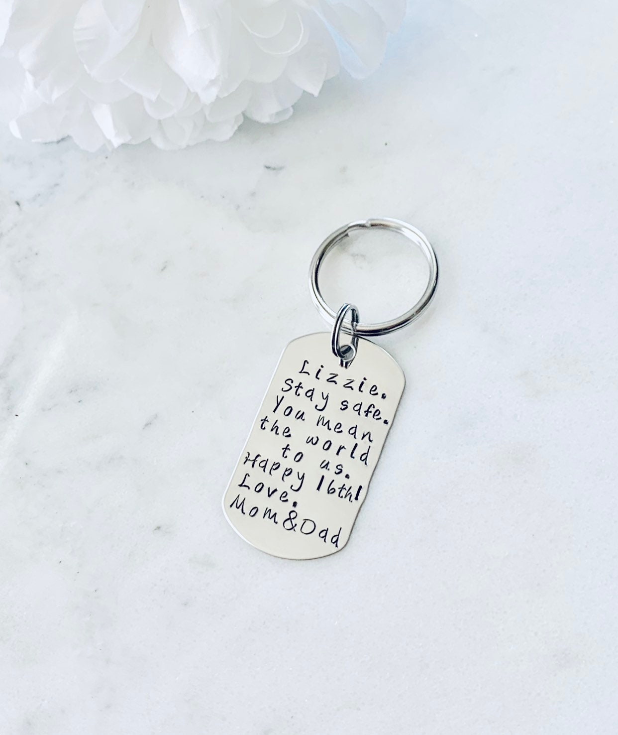 Quote Keychain Special Message Keychain Handstamped Keychain Personalized Keychain Custom Keychain Silver Keychain Gift Keychain