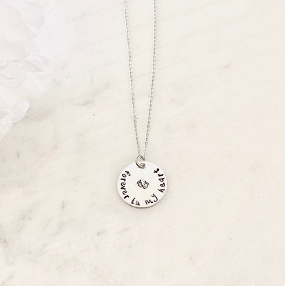 Sympathy Gift Forever In My Heart Necklace Baby Footprints Necklace Loss of a Loved one RIP Never Forgotten In loving memory In memory Of