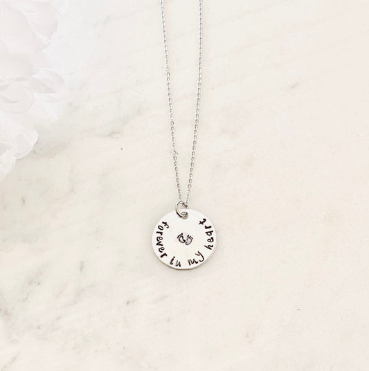 Sympathy Gift Forever In My Heart Necklace Baby Footprints Necklace Loss of a Loved one RIP Never Forgotten In loving memory In memory Of
