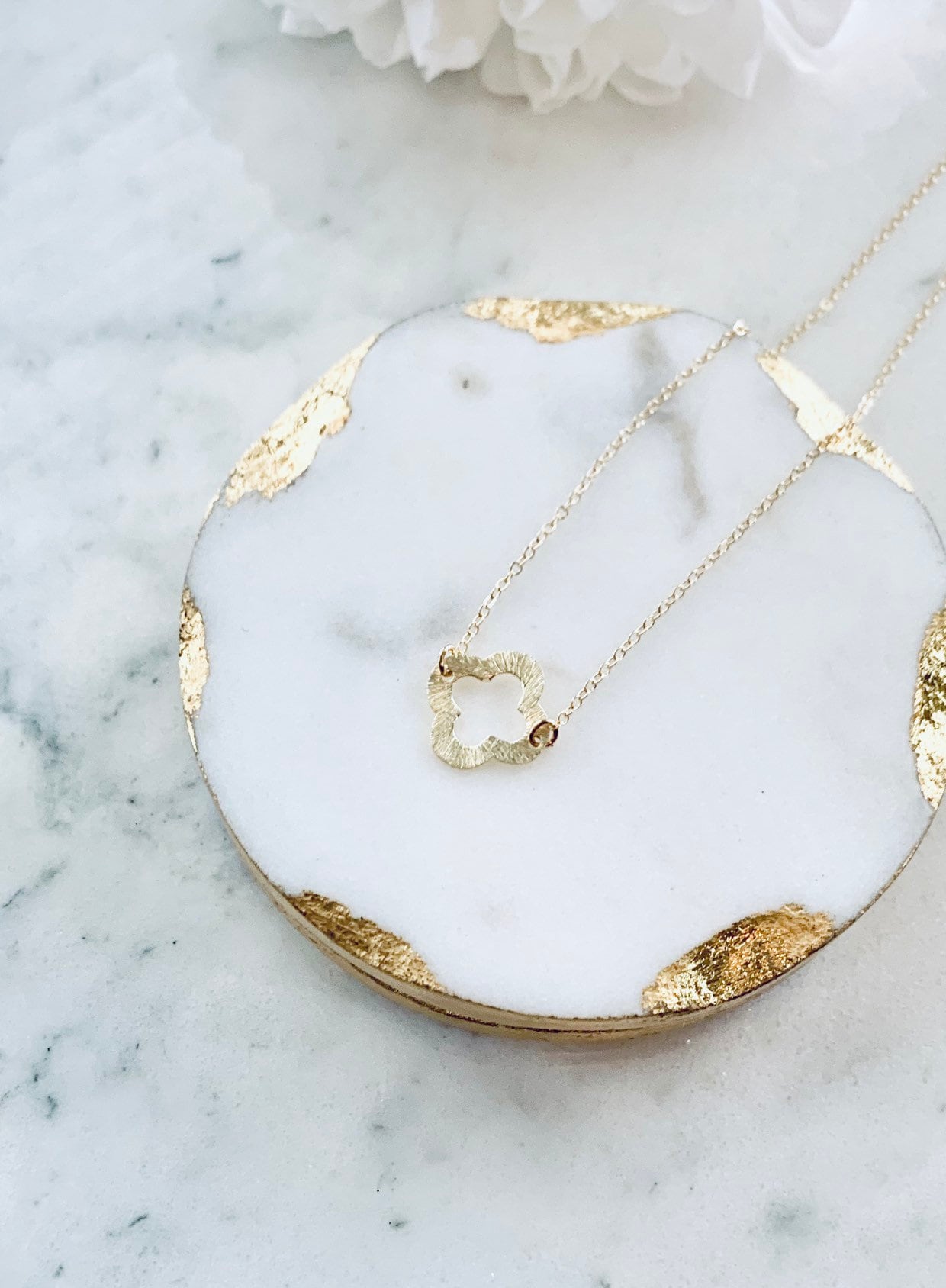 Gold Necklace Quatrefoil Necklace Dainty Gold Necklace Bridesmaid Necklace Bridesmaids Gifts gifts for her best friend gifts gold filled