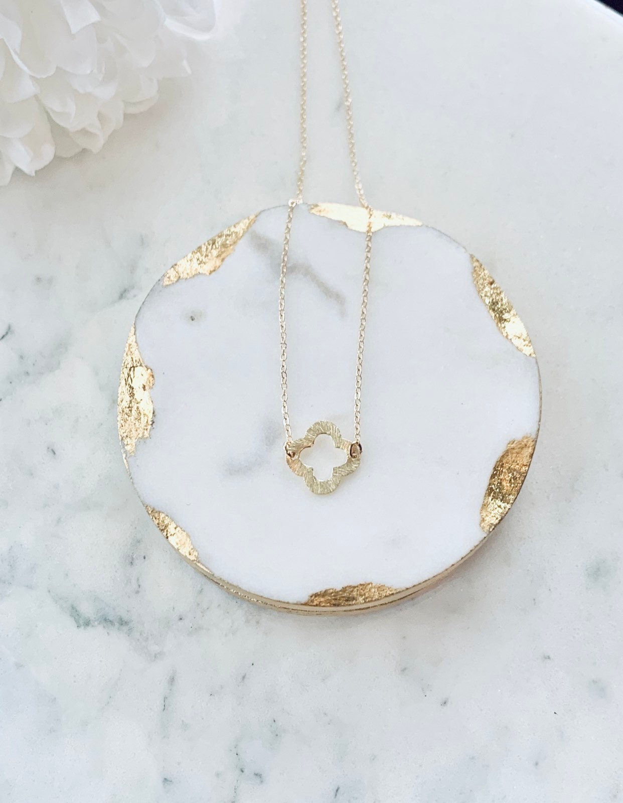 Gold Necklace Quatrefoil Necklace Dainty Gold Necklace Bridesmaid Necklace Bridesmaids Gifts gifts for her best friend gifts gold filled
