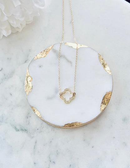 Gold Necklace Quatrefoil Necklace Dainty Gold Necklace Bridesmaid Necklace Bridesmaids Gifts gifts for her best friend gifts gold filled