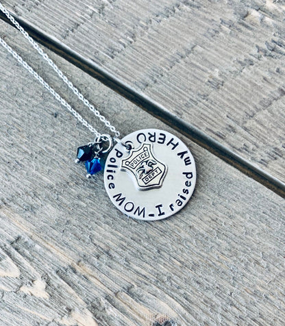 Police Mom Necklace Police Mom Jewelry I raised my HERO Personalized Necklace Police Mom Jewelry Gift for Police Mom Police Shield Jewelry