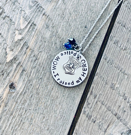Police Mom Necklace Police Mom Jewelry I raised my HERO Personalized Necklace Police Mom Jewelry Gift for Police Mom Police Shield Jewelry