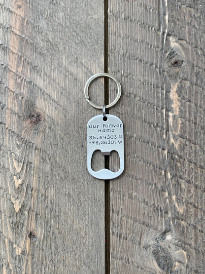 Bottle Opener Keychain Custom Keychain Handstamped Keychain Personalized Keychain Quote Keychain Guy Keychain