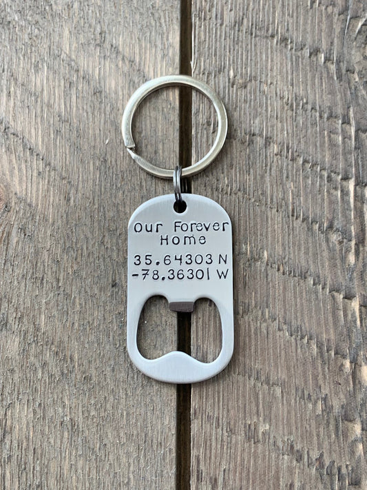 Bottle Opener Keychain Custom Keychain Handstamped Keychain Personalized Keychain Quote Keychain Guy Keychain