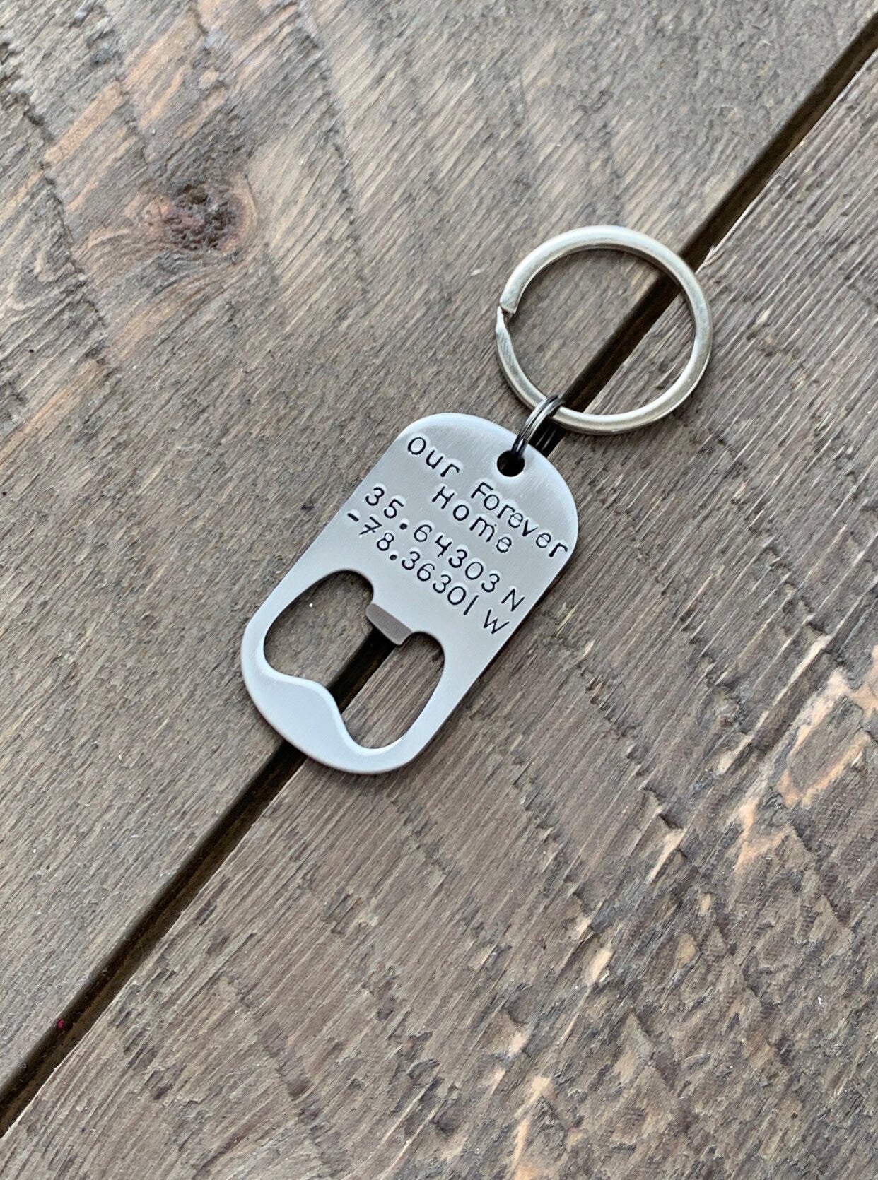 Bottle Opener Keychain Custom Keychain Handstamped Keychain Personalized Keychain Quote Keychain Guy Keychain