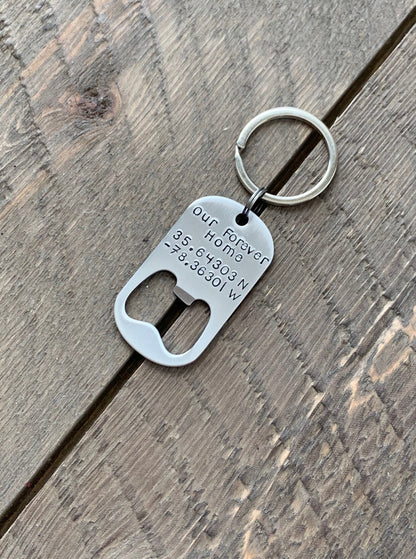 Bottle Opener Keychain Custom Keychain Handstamped Keychain Personalized Keychain Quote Keychain Guy Keychain