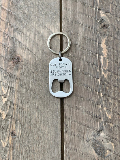 Bottle Opener Keychain Custom Keychain Handstamped Keychain Personalized Keychain Quote Keychain Guy Keychain