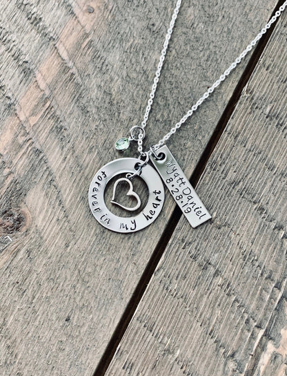 Memorial Gift Hand Stamped Memorial Jewelry Custom Memorial Necklace Sympathy Gift Personalized Miscarriage Necklace Infant Loss Jewelry