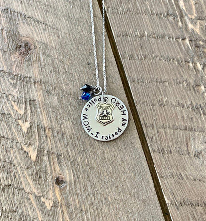 Police Mom Necklace Police Mom Jewelry I raised my HERO Personalized Necklace Police Mom Jewelry Gift for Police Mom Police Shield Jewelry