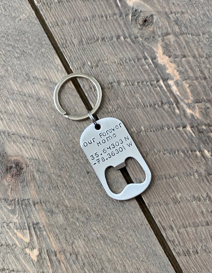 Bottle Opener Keychain Custom Keychain Handstamped Keychain Personalized Keychain Quote Keychain Guy Keychain