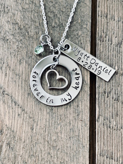 Memorial Gift Hand Stamped Memorial Jewelry Custom Memorial Necklace Sympathy Gift Personalized Miscarriage Necklace Infant Loss Jewelry