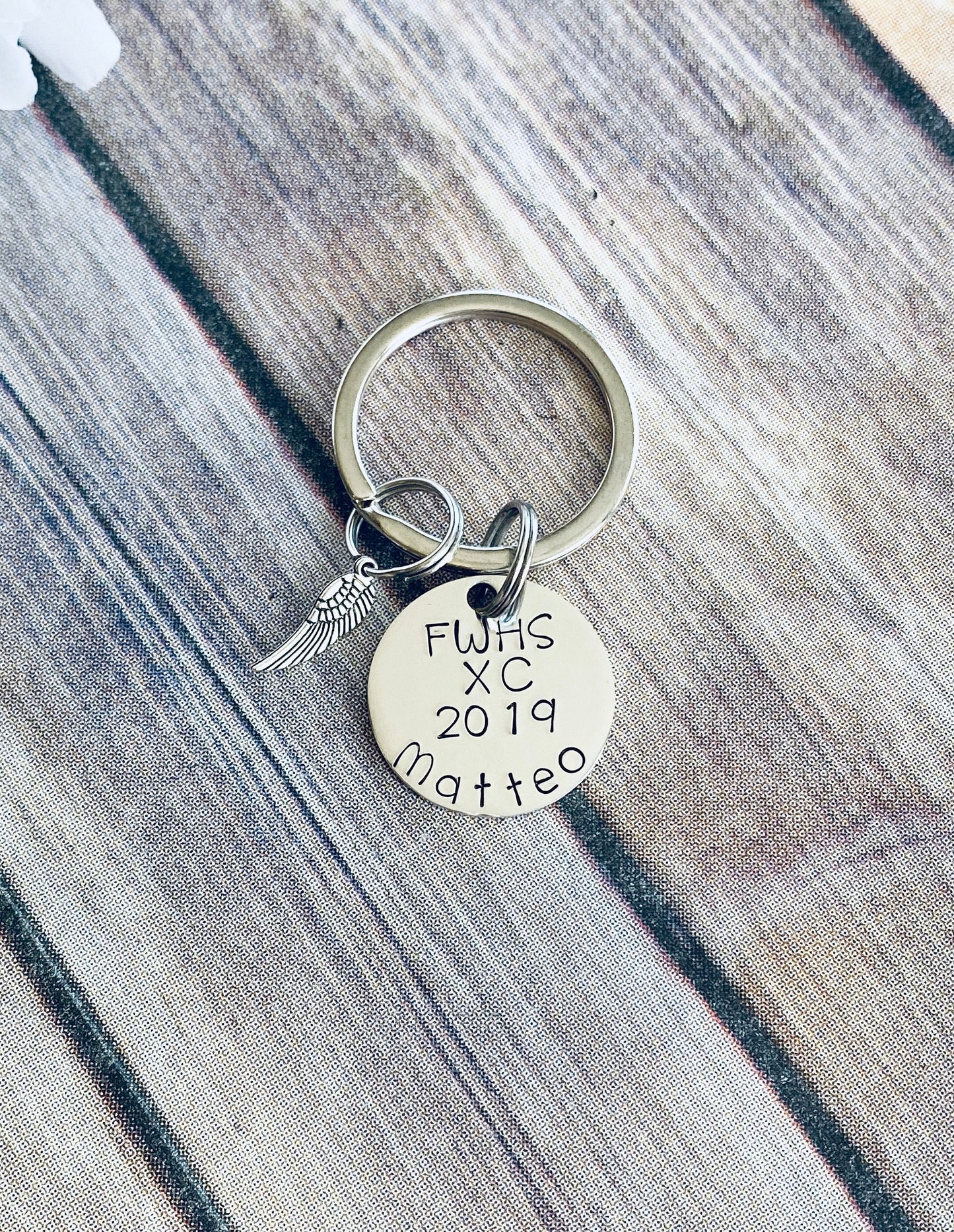 Cross Country Keychain Personalized Keychain Running Keychain Handstamped Gift Gift for Runner Running Time Gift for Track Star