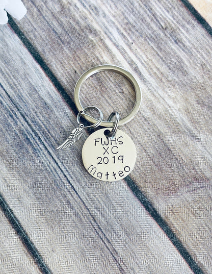 Cross Country Keychain Personalized Keychain Running Keychain Handstamped Gift Gift for Runner Running Time Gift for Track Star