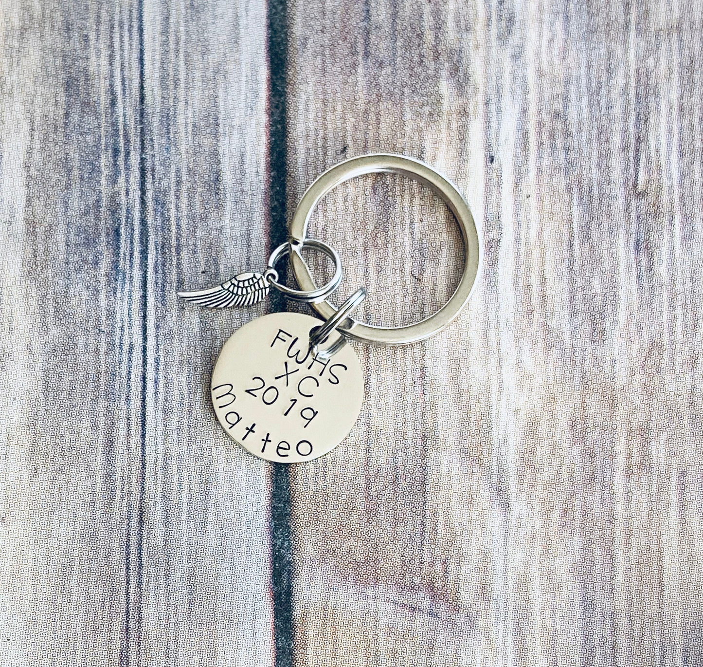 Cross Country Keychain Personalized Keychain Running Keychain Handstamped Gift Gift for Runner Running Time Gift for Track Star