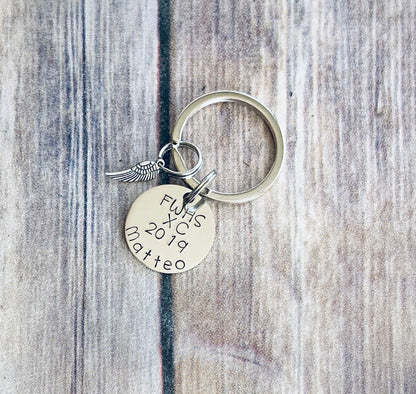 Cross Country Keychain Personalized Keychain Running Keychain Handstamped Gift Gift for Runner Running Time Gift for Track Star