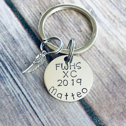 Cross Country Keychain Personalized Keychain Running Keychain Handstamped Gift Gift for Runner Running Time Gift for Track Star