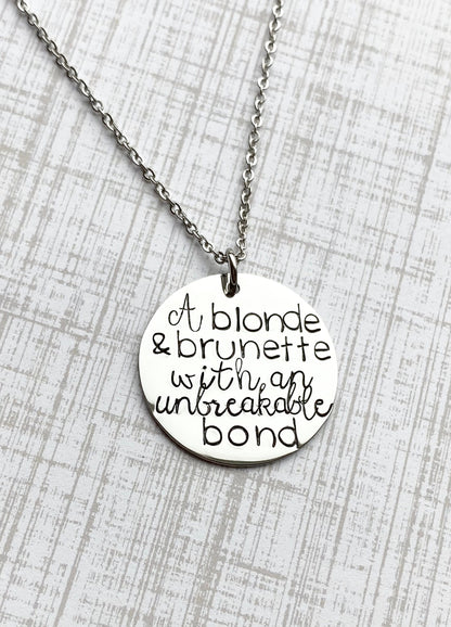 Friend Necklace | Bridesmaid Gift | Friend Gift | Best Friend Gift | A brunette and a blonde | Personalized Gifts | A blonde and brunette